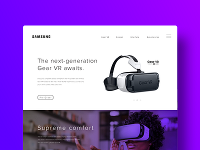 Landing Page color design landing page sumsung ui ux view vr