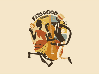 Feel Good Swing illustration jazz lindy hop retro swing vintage