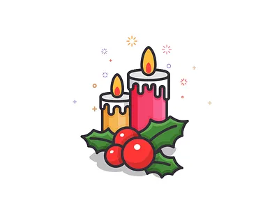 Candle 100days candle christmas daily flat lineart minimal santa xmas