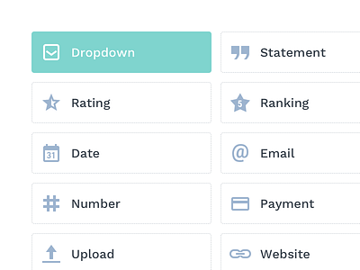 Question Types buttons elements grid icons minimalistic question tabs types typography ui