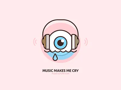 Music makes me cry icon blue cry filled headphones icon illustration music outline pink
