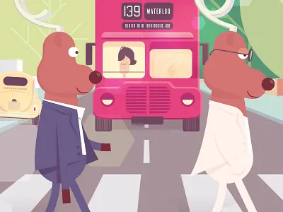 Abbey Road beatles bus character christmas funny reindeer street