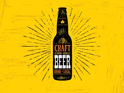 Craft Beer DrinK Local Illustration Concept beer bottle brewing drink hop local yellow