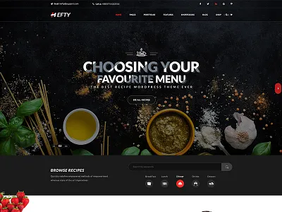 Food & recipe Banner Concept For Hefty Multipurpose Themes banner creative food header hero area landing page minimal sign recipe slider ui ux web template wordpress