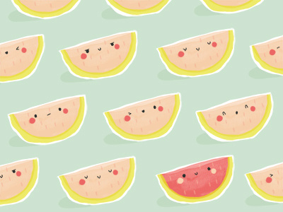 More Melons cute food fruit graphic design illustration kawaii pattern pink vector