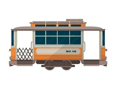 Trolley animation california car cute flat illustration la retro screen print street trolley vector