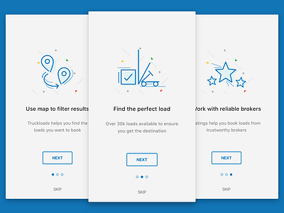 Onboarding brokers loadboard loads map onboarding truckerpath trucking truckloads wellcome screens