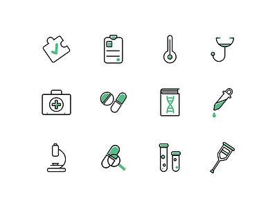 Icon set clean graphic icon medic ui vector