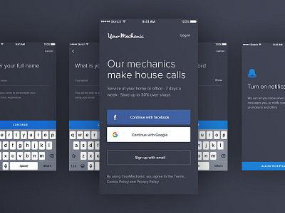 YourMechanic - iOS Sign up app ios mobile process sign up signup