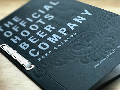 Hoots Beer Catalog beer binding blind booklet brewery catalog deboss hoots letterpress owl