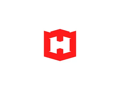 H brand castle king letter logo logotyp minimal red white