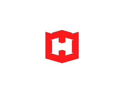 H brand castle king letter logo logotyp minimal red white