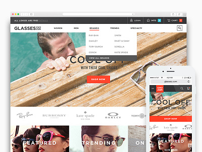 Glasses.com desktop glasses mobile web design