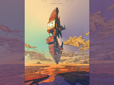 Arrival Poster alien arrival clouds film futuristic landscape monolith monument poster scifi sky