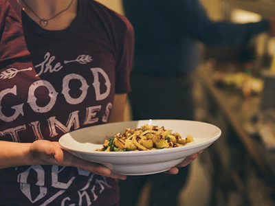 Good Times + Pasta apparel beer branding creative design food gastropub hand drawn industrial logo t shirt typography