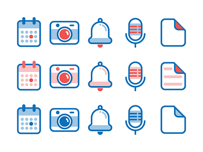 Icons Color Test bell calendar camera color test icons illustrator microphone note