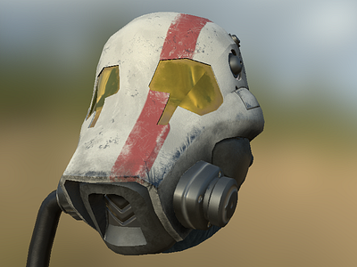 Pilot Helm 3d model game art lowpoly sci fi substance painter