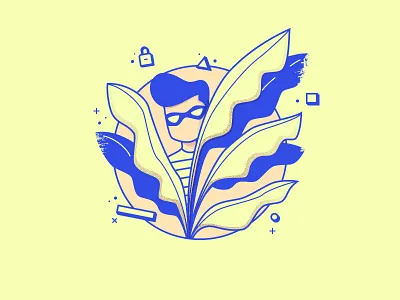 Editorial Job: Security botanic editorial icon illustration magazine sneaky thief