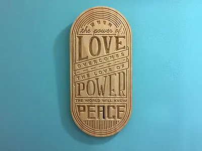 The Power of Love cut inspirational letter quote tattoo type wood