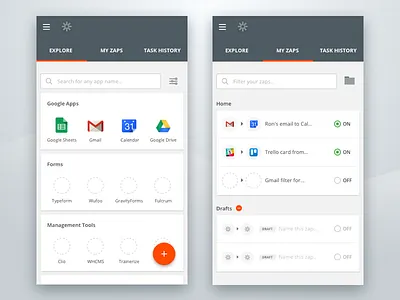 Zapier Mobile App - Concept Mockup android app concept design mobile mockup ui ux
