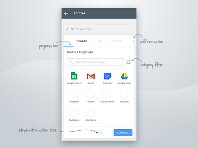 Zapier Mobile App - Concept Mockup 2 android app concept design mobile mockup ui ux