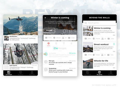 Outdoor challenge app android application cards clean design illustration interface ios minimal shot ui ux