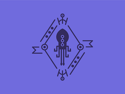 Geometric Squid color dribbble flat geometric monochromatic ocean shot simple squid