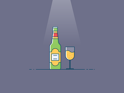 Chilling beer bottle cheers chilling glass icon illustration up