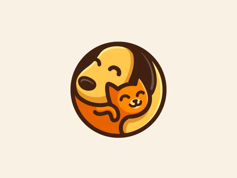 Charming Logo Design for Kennel Websites Featuring Dog and Cat