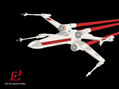 X-WING STARFIGHTER art color illustration pop art shape space starwars vector x wing