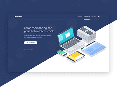 Bugsnag Platform page bug bugs diagonal error monitoring illustrations platforms scroll