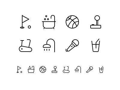 Icons - client work bar basketball bath games golf gym shower shows spa