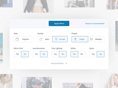 Filtering photos ai feels filter form icon modal photos search web app website