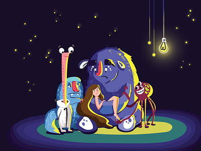 Deep dark fears ai bulb fears illustration light monsters