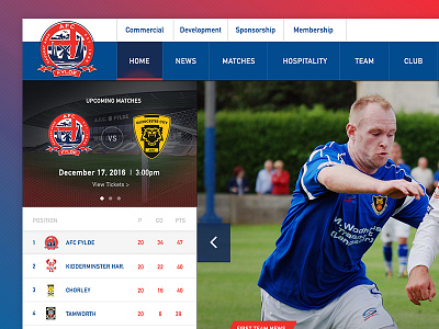 Football Website Idea carousel football game home navigation play soccer sport table team website