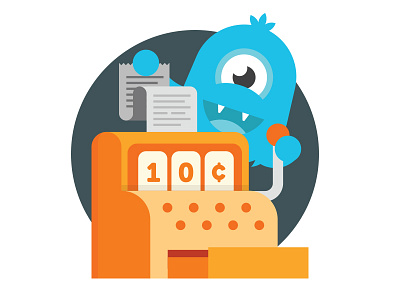 Cha-Ching! cash children fee flat illustration monster payment plan pricing receipt register ring in