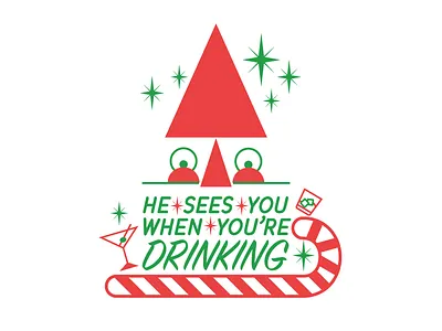 He sees you when you're drinking christmas drinks santa vector