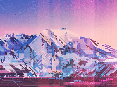 Mountain digital glitch illustration illustrator james gilleard mountain vector