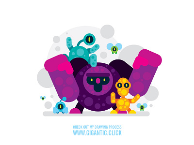 Space Crew :D aliens character crowd design flat fun monster playing space