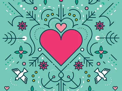 Heart Pattern arrow design flower heart holiday illustration illustrator love peace pink teal vector