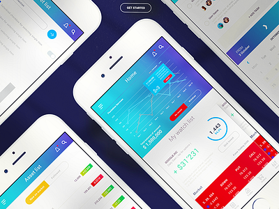 Trading App app binary blue concept contacts design gesture krs mobile trading ui ux