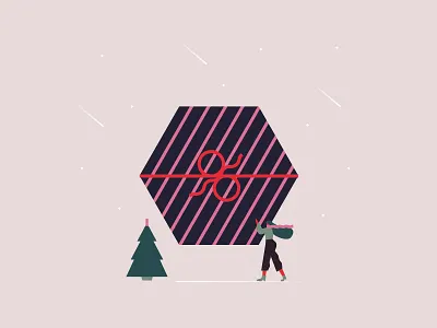 Xmas gift character christmas gift illo palette present snow tree winter woman wrap xmas