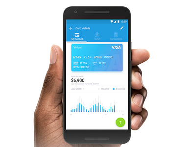 My Account view account app balance card credit funds material screen send statistics ui ux