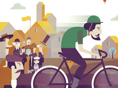 ŠKODA - Laurin & Klement anniversary bicycle character flat geometric illustration simple vector