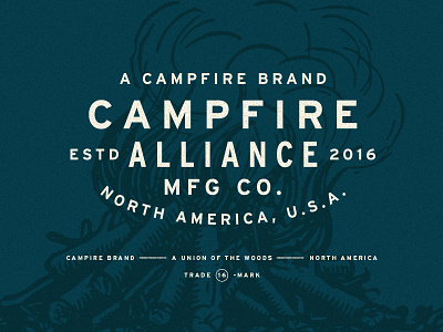 Campfire apparel branding layout logo printed screenprint shirt stamp texture type typography vintage