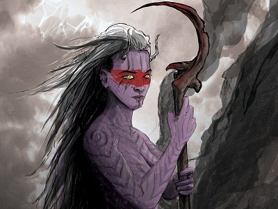 Lilith - NecronomiCards demon fantasy horror illustration lilith mythology religion warpaint weapon woman
