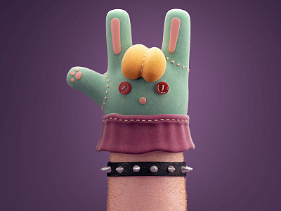 Parenting 3d c4d hand parenting puppet rock sock