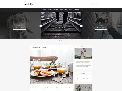 Gate - A Responsive WordPress Blog Theme ajax load blog blogger clean fashion instagram lifestyle photography simple travel