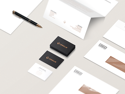 Lexelis Stationery attorney branding colorplan copper foil high end identity law law firm lexelis logo monogram