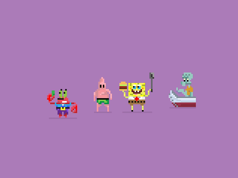 My Heroes in 8 Bit | Spongebob 8 bit 8 bit after effects animation spongebob